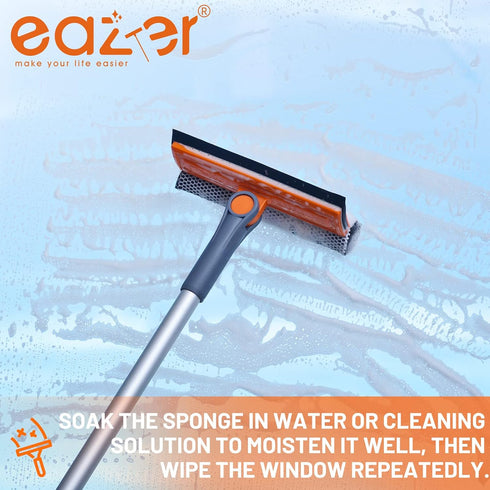 eazer Window Cleaning Squeegee Kit, 2-in-1 Rotatable Squeegee with Extension Pole for Shower/Windshield Cleaning