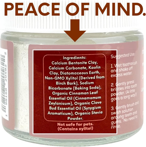 Krishna's Cupboard Supernatural Organic Tooth Cleaning Powder, All Natural Stain Remover, Cinn/Clove 1.25 oz, Vegan