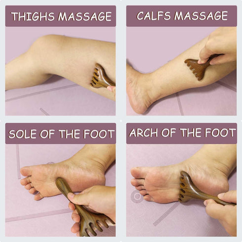 Wooden Scalp Massager, Foot Massage Tool, Scalp Guasha for Stress Relax - Sandalwood