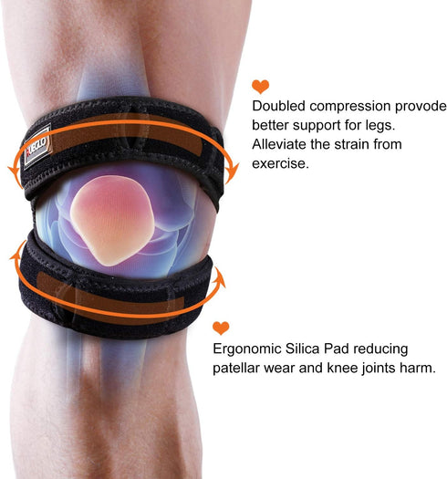 HUEGLO Patellar Tendon Support Strap - Knee Brace for Pain Relief & Injury Recovery, 12"-18"