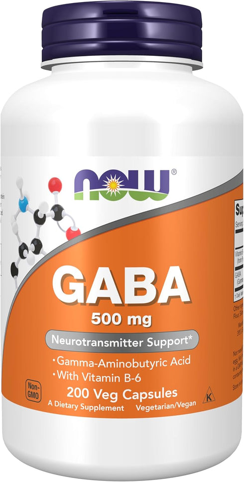 NOW GABA 500 mg, 200 Veg Capsules