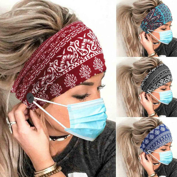 Olbye Leopard Button Headband, Wide Elastic Non-Slip Turban Hair Band, 4Pcs Boho Hair Accessories for Women