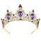 Luxury Purple Crystal Crown, Baroque Rhinestone Tiara and Bridal Crown Headband