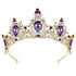 Luxury Purple Crystal Crown, Baroque Rhinestone Tiara and Bridal Crown Headband