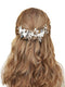 Unicra Flower Silver Bride Wedding Hair Vine - Pearl Bridal Hair Piece with Blue Rhinestone