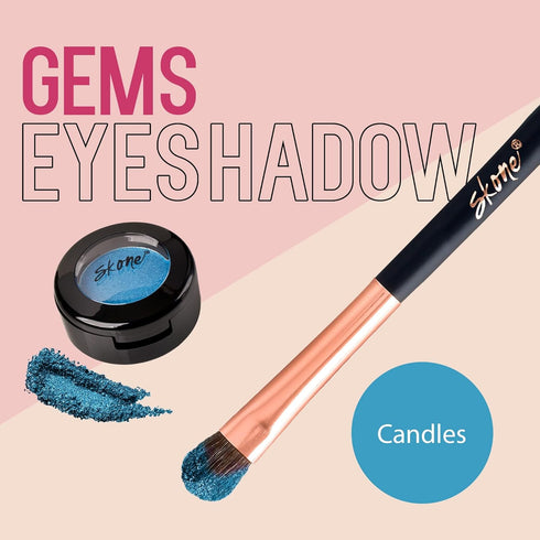 Skone Cosmetics Gems Eye Shadow, Highly Pigmented Longwear Eye Makeup, Single Shimmery Blue Eyeshadow - Ultra-Blendable