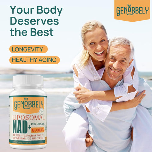 GENOBBELY 800 mg Liposomal NAD+ Supplement with Nicotinamide Riboside, 60-Day Supply for Healthy Aging