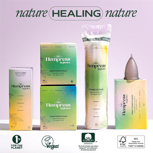 Organic Cotton Rounds for Face, Vegan & Biodegradable Makeup Remover Pads, Skin-Friendly Hempress Hygienics