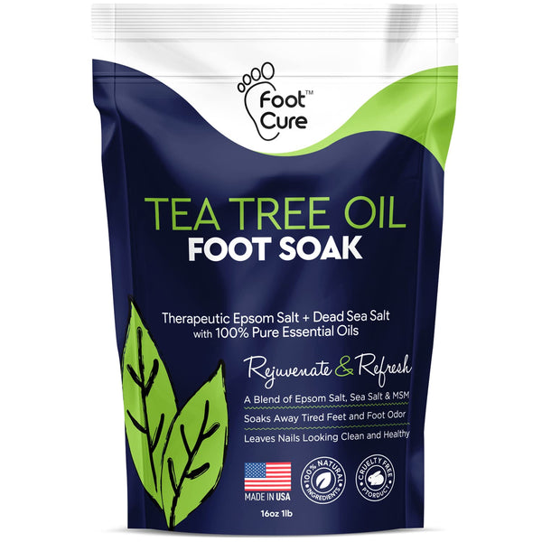 Tea Tree Oil Foot Soak with Epsom Salt, 16 oz - For Toenail Repair, Athletes Foot, Spa Care