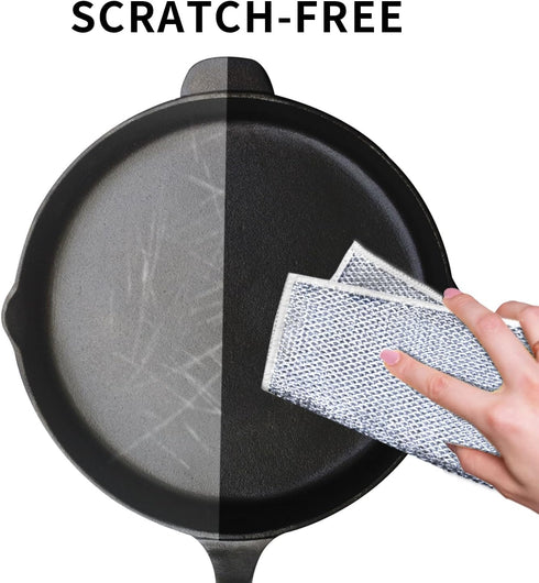Double Layer Wire Dishwashing Rags, 8 Pcs Non-Scratch Cleaning Cloths for Dishes and Sinks