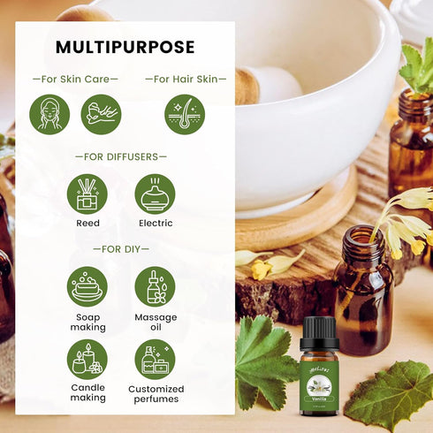 yethious Vanilla Essential Oils for Diffuser & Aromatherapy - Pure Vanilla Oil for Skin Gift Oils, 10ML