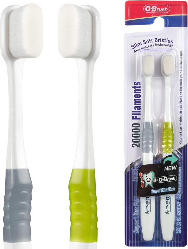 B Rush Extra Soft Toothbrush, Ultra Soft for Sensitive Gums, Pack of 2 Oral Care Brushes