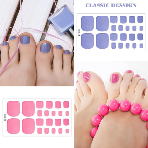 Maitys 352 Pieces 16 Sheets Toenail Polish Stickers - Adhesive Toe Nail Wraps with 2 Pieces Nail Files, Vibrant Color