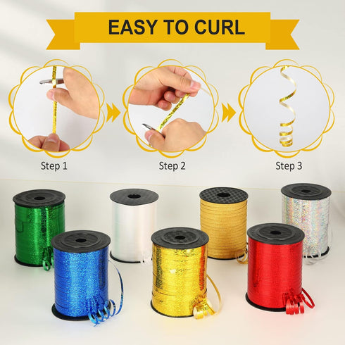 500 Yard Rainbow Ribbon, Metallic Shiny Curling Ribbon for Gift Wrapping, Balloon String, Wedding, Birthday, Christmas