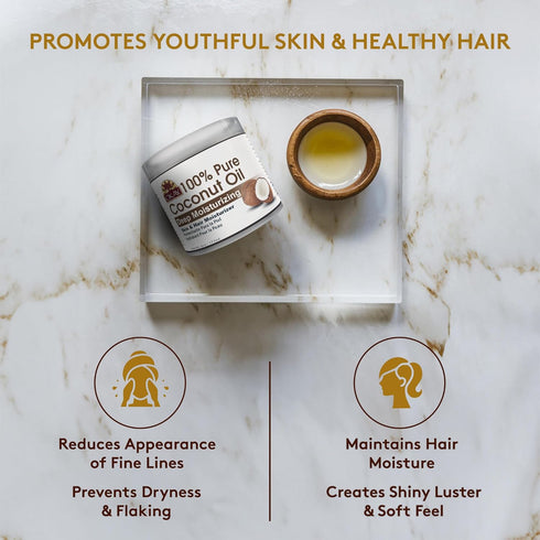 Okay 100% Pure Coconut Oil for Hair & Skin, Natural Massage Oil & Moisturizer, 6 fl oz Jar (Pack of 1)