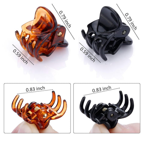 JANYUN 48Pcs Mini Hair Claw Clips - Black Brown Small Hair Clips for Girls Women, Plastic Multifunction Clamp
