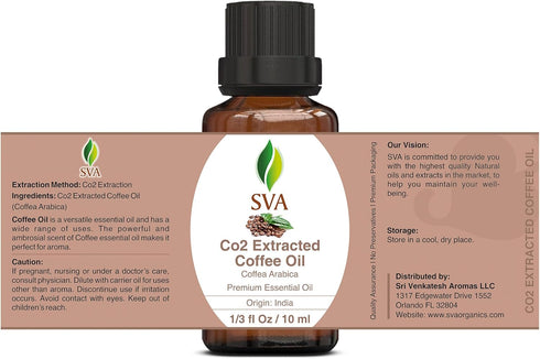 SVA Coffee Essential Oil – 1/3 Fl Oz – 100% Natural Coffee Oil for Diffuser, Hair Care, Face, Skin Care, Aromatherapy,