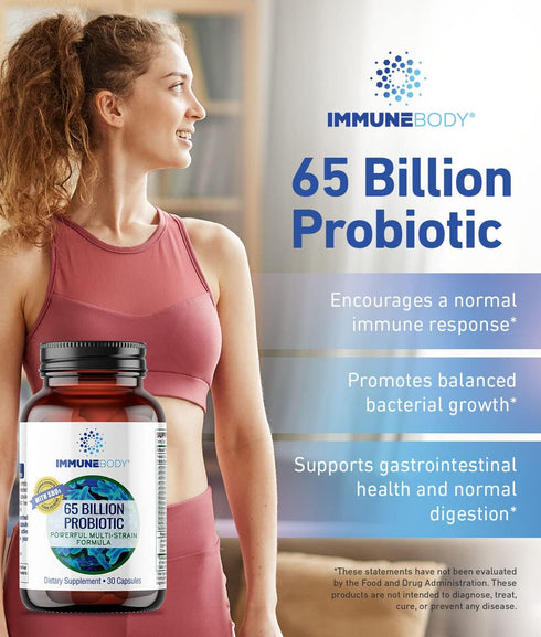 Ultimate Digestive Health Probiotic, 65 Billion CFU, 13 Probiotic Strains, SBOs, Prebiotic, 30 Capsules