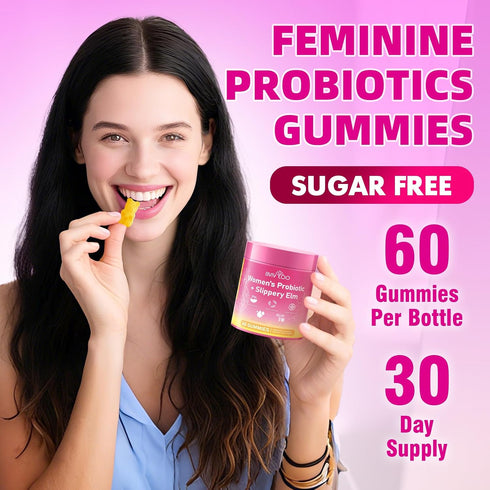 Gummies Immune 60 Count Women's Probiotic Slippery Elm - Her Juicy Probiotics for Feminine Health, Supports pH Balance