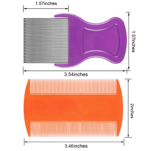 Maitys 8 Pieces Flea Lice Combs, Double Sided Lice and Nit Removal Grooming Combs for Humans and Pets (Orange, Blue,