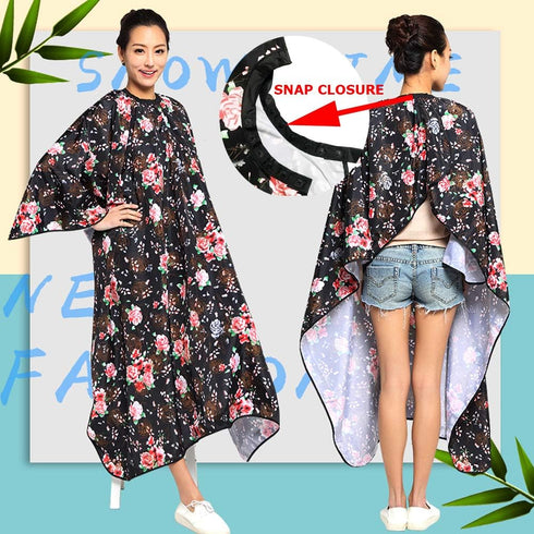Professional Hair Stylist Color Cape - Shampoo & Cutting Hairdressing Capes with Snap Closure, Rose