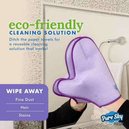Pure-Sky Glass Cleaning Cloth Glove - JUST ADD Water No Detergents Needed Streak Free Magic Ultra Microfiber Window