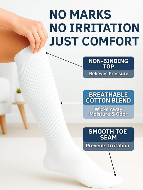 Non-Binding Diabetic Socks for Men & Women - Extra Wide Over The Calf Cotton Comfort