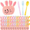 Teecyhooo 160 Pcs Pastel Plastic Silverware Rabbit Party Supplies Plastic Disposable Dinnerware with