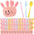 Teecyhooo 160 Pcs Pastel Plastic Silverware Rabbit Party Supplies Plastic Disposable Dinnerware with