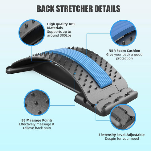 JSBIRD 3 Settings Back Stretcher for Pain Relief, Multi-Level Back Cracker Lower Back Pain Relief Device, Lumbar