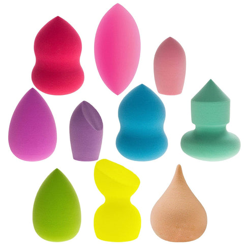 SHANY Blender Makeup Sponge Blending Puff Set, 10 Pcs, Latex-free, Vegan, Assorted Colors