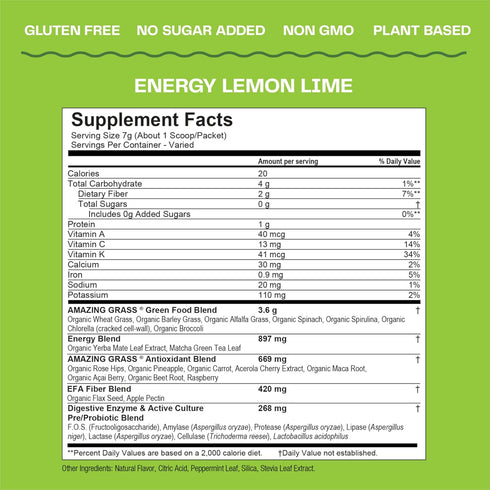 Amazing Grass Greens Blend Energy Smoothie Mix, Super Greens Powder with Matcha Green Tea, 30 Servings