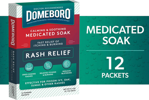 Domeboro Medicated Soak Rash Relief (Burow’s Solution), 12 Count, Pack of 1 - Packaging May Vary