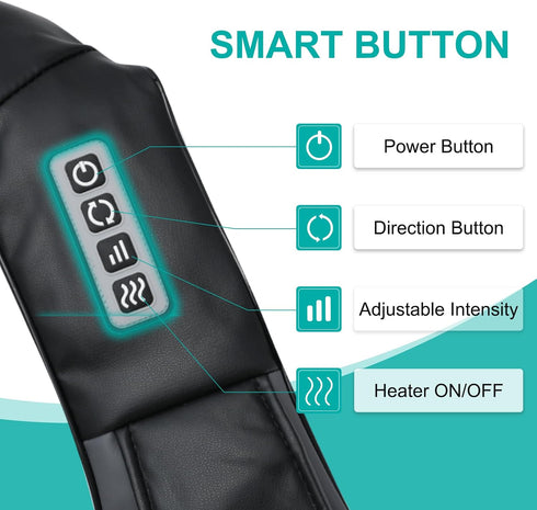 Heated Shiatsu Neck and Back Massager for Deep Tissue Relief