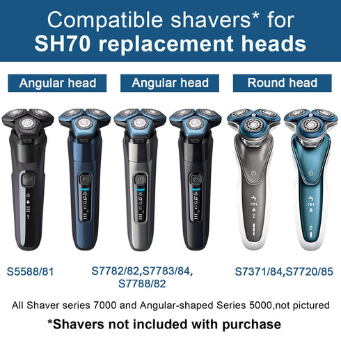 SH70 Replacement Heads for Philips Norelco Series 7000, New Upgraded for norelco 7000 replacement heads,SH70 Replacement blades, 3-pc Pack