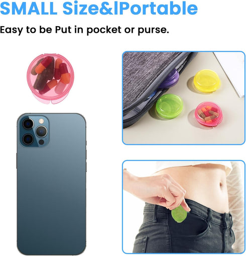 WLLHYF 5 Packs Mini Pill Case Small Pill Organizer Box Portable Vitamin Holder Travel Pill Container for Pocket Purse