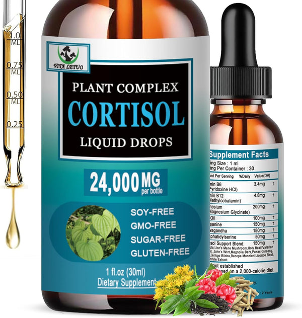 Vita letuo Cortisol Supplement for Women - 19-in-1 Liquid Cortisol Supplement w/Ashwagandha Magnesium L-theanine