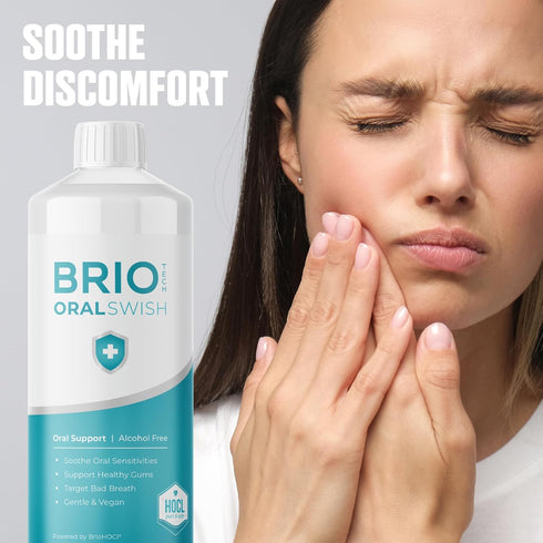 BRIOTECH Pure Hypochlorous Acid Oral Swish, Alcohol Free Mouthwash Rinse, 16.9 fl oz for Oral Care