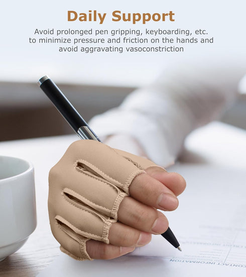 Compression Arthritis Gloves, Rheumatoid Pain Relief Fingerless Circulation Gloves for Women & Men, Beige M