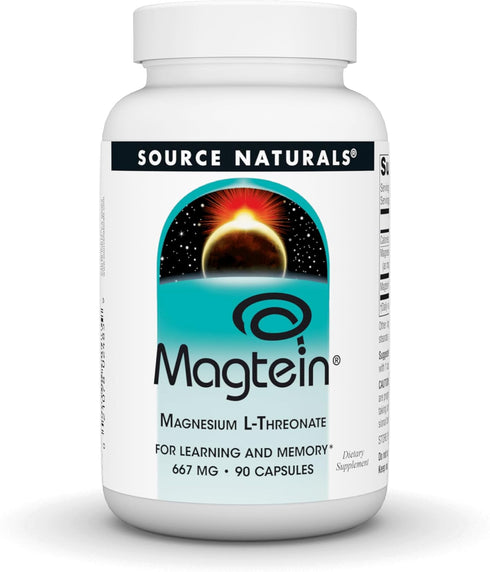 Source Naturals Magtein Magnesium L-Threonate, 667mg, 90 Capsules, Supports Focus and Mood