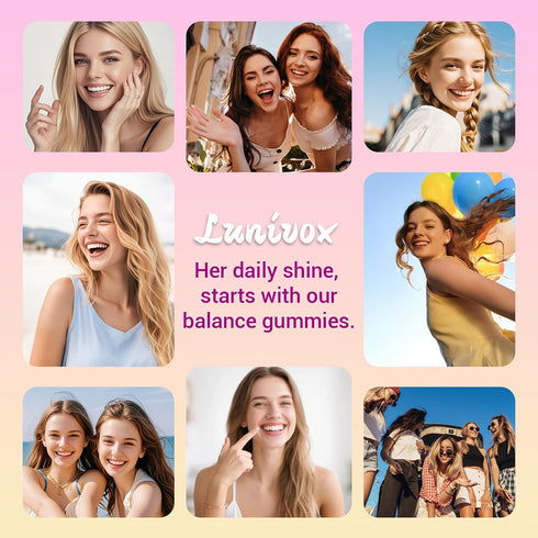Lunivox Gummies Immune 60 Count Her Juicy Feminine Probiotics for Women, with Prebiotics & Slippery Elm - Promotes pH