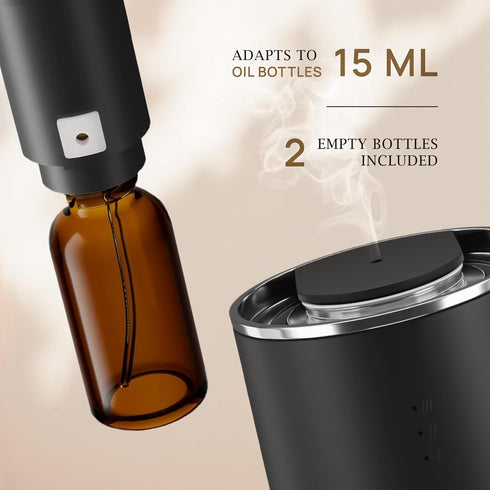 VINEVIDA Waterless Diffuser - Essential Oil Diffuser for Home - Black Scent Diffuser for Home, Battery Operated