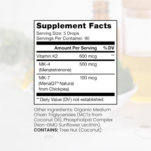 Pure TheraPro Rx Ultimate K2 Supplement | Liquid Liposomal Vitamin K2 Drops | 90 Servings | 600mcg Vegan K2 as All-Trans MK4 & Patented MenaQ7 MK7 | Supports Bone Health, Beautiful Skin & Hair | 10 mL
