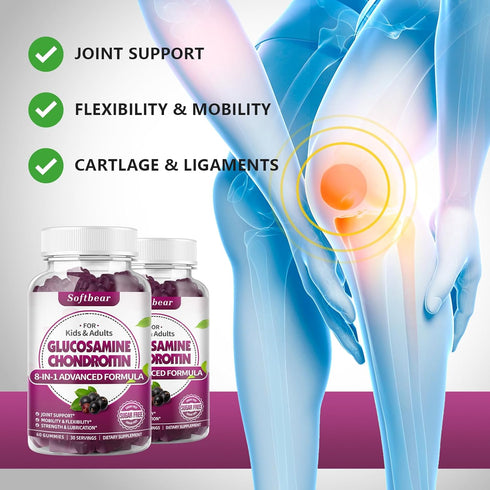 Extra Strength Glucosamine Chondroitin Gummies, Sugar Free, with MSM, Elderberry & Turmeric, Joint & Antioxidant