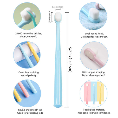 EasyHonor Baby & Toddler Toothbrush for Ages 4-12, Extra Soft with 10000 Soft Floss Bristles (6Pcs)