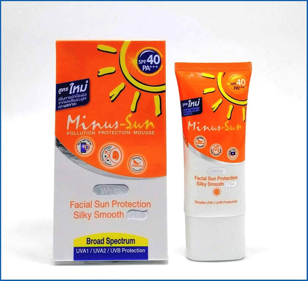 Minus (Sol) Sun SPF40 PA+++ Facial Sun Protection, White, 1 Ounce, Silky Smooth Plus with Broad Spectrum Protection