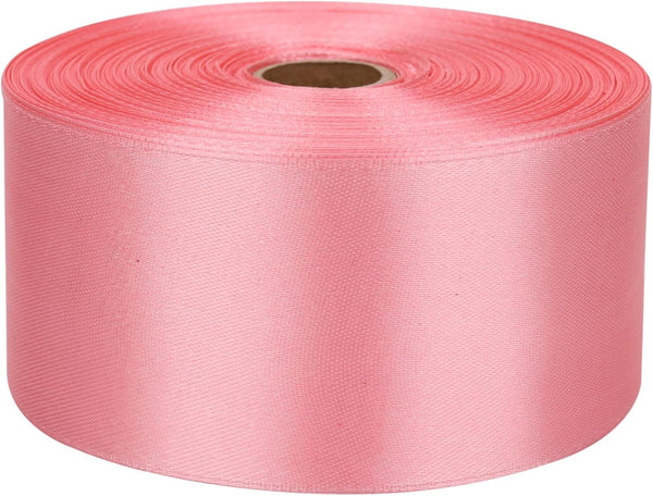 2 Inch Rose Gold Satin Ribbon, 50 Yards Solid Fabric Roll for Gift Wrapping, Weddings, Party Decorations, Holiday