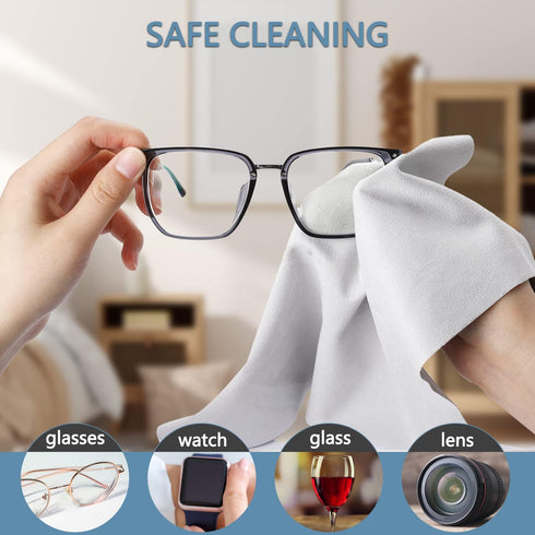 Extra Large Microfiber Cleaning Cloths (12"x 12") for Eyeglasses, Reusable Cleaner Wipes for All Glasses and Screens