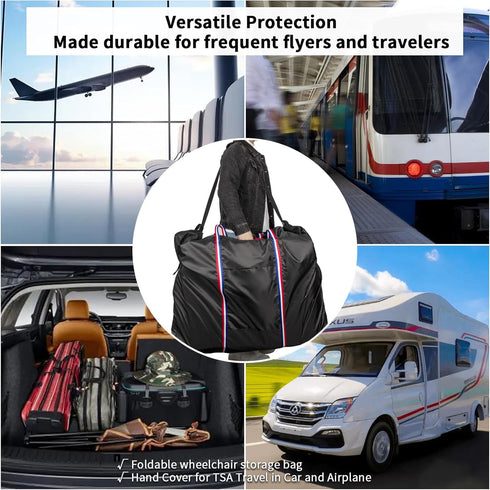 Waterproof Rollator Travel Bag for Folding Walker, Compact Wheelchair Transport Chair Portable Carry Case Cover for Car