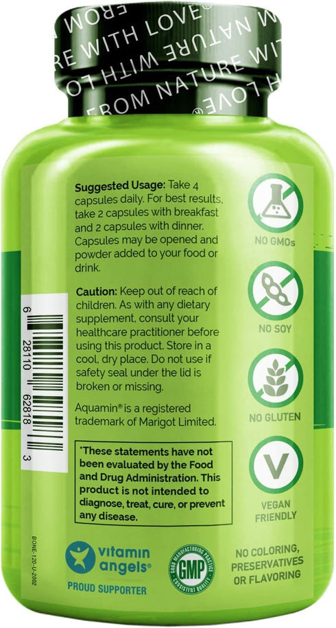 NATURELO Calcium Supplement - Bone Strength with Calcium 600mg, Vitamin D3, K2, C, Magnesium Zinc - Plant-Based, 120 Vegetarian Capsules, Non-GMO, Soy & Gluten-Free